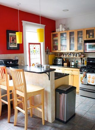 彩色厨房装修设计布置图