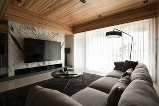 工业风大平层设计客厅窗帘图片