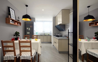 宜家风格公寓装修开放式厨房图片