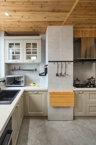 110平清新北欧风格开放式厨房图片