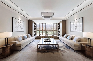 新中式装修让家更温馨客厅效果图