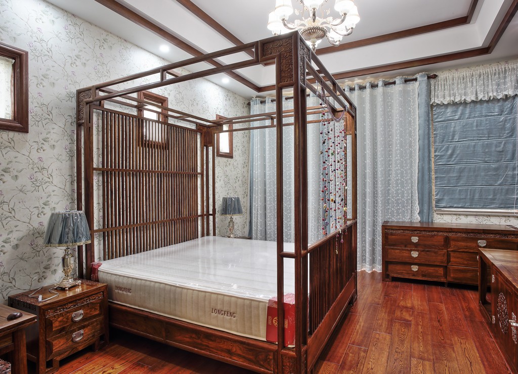 中式古典别墅卧室装修效果图