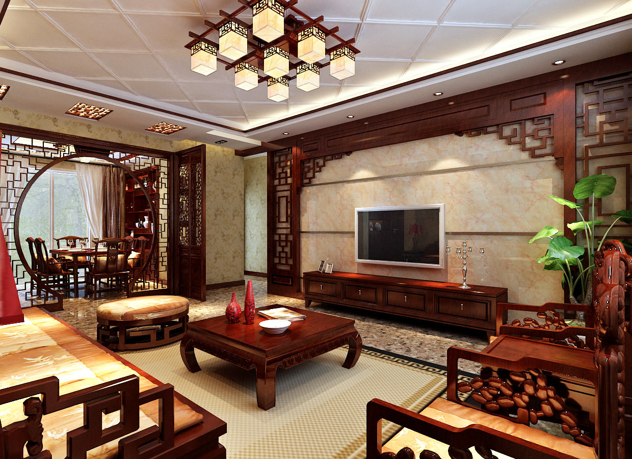 中式古典风格客厅装修效果图