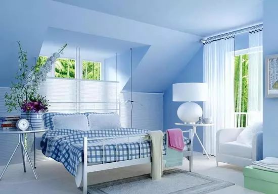 卧室浅蓝色墙面效果图图片