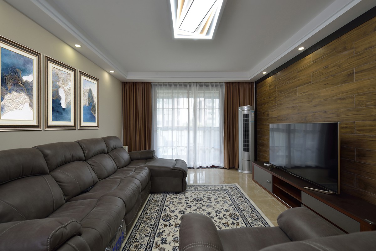 二居室装修,5-10万装修,80平米装修,客厅,现代简约风格,沙发,电视背景墙