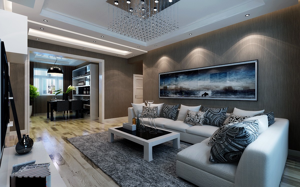 二居室装修,80平米装修,10-15万装修,现代简约风格,沙发,灰色