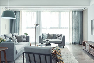 135㎡现代简约台式两居室窗帘图片