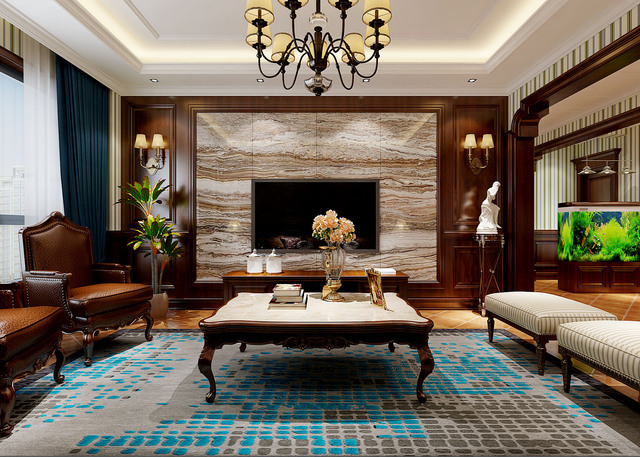 复式古典美式风格电视背景墙装修效果图