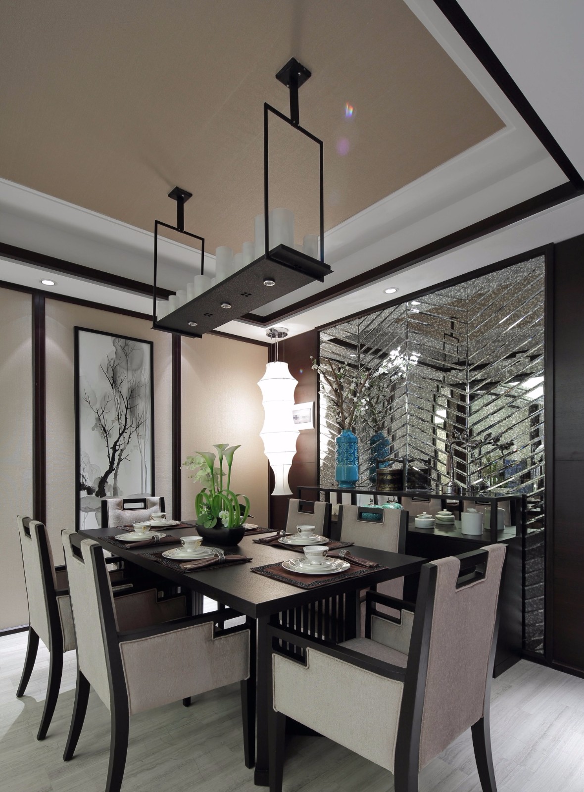 三居室新中式风格餐厅装修效果图