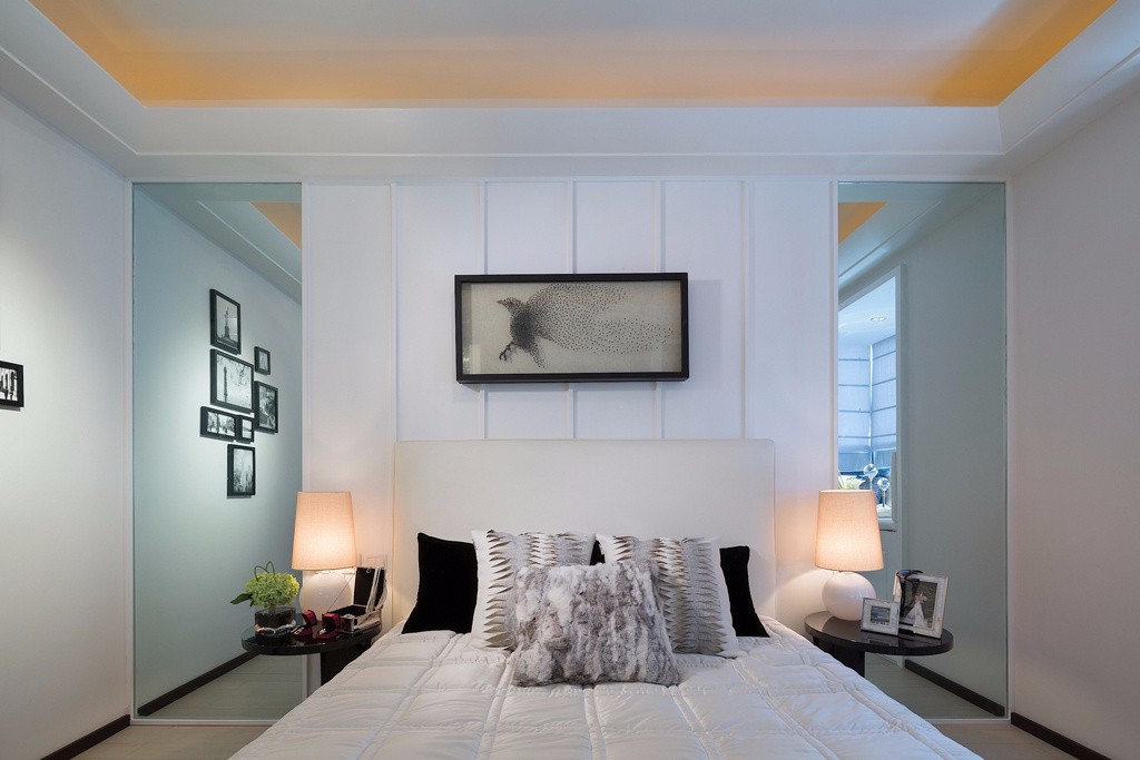 120平米装修,三居室装修,10-15万装修,现代简约风格,卧室背景墙,白色