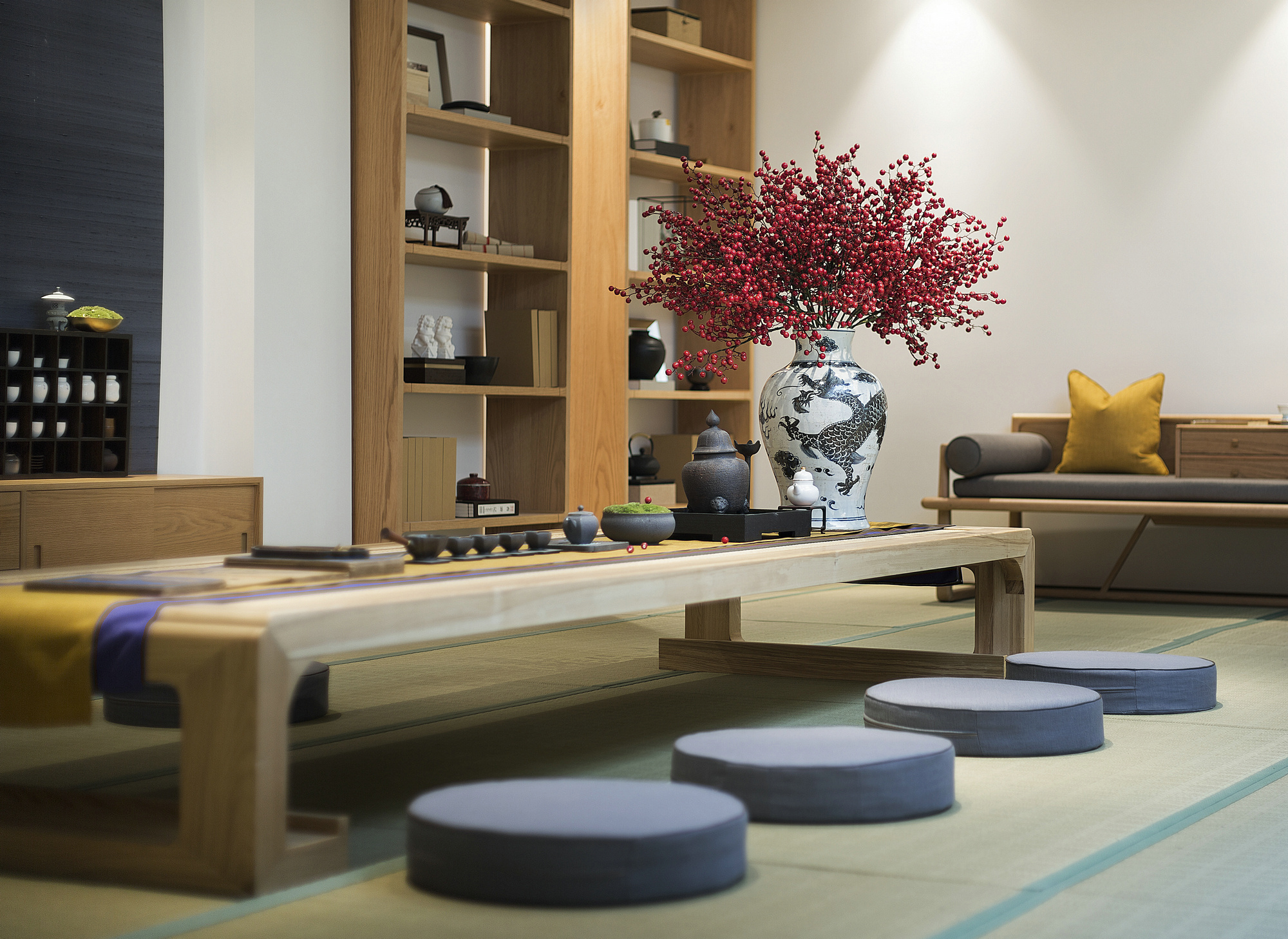 新中式别墅样板房装修茶桌设计图