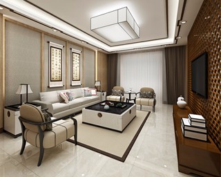 新中式公寓客厅装修设计效果图
