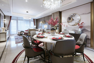 新中式轻奢别墅餐厅装修效果图