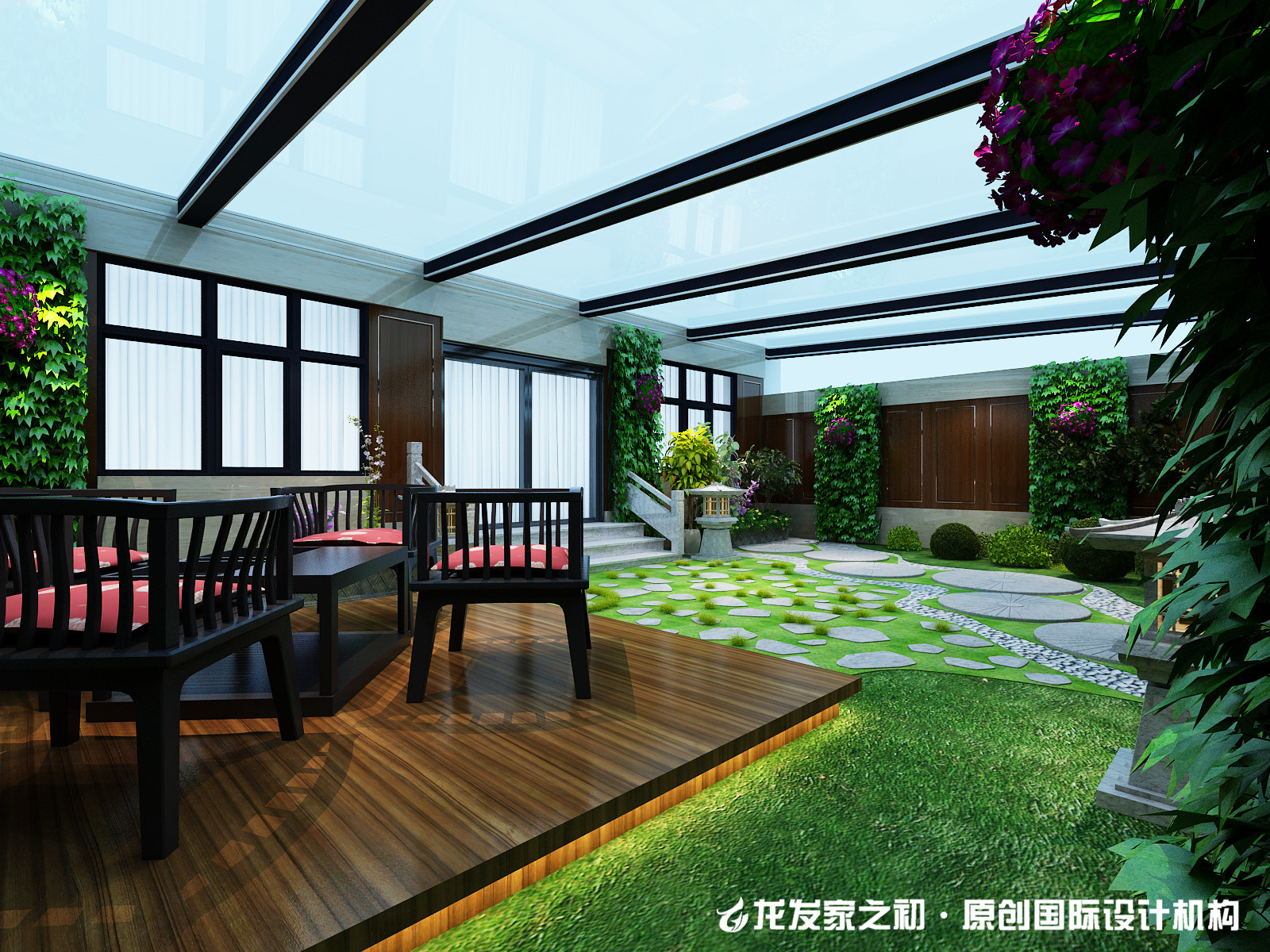 中式别墅阳光房装修设计效果图