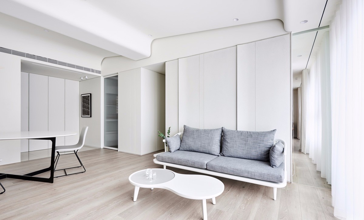 公寓装修,120平米装修,15-20万装修,客厅,简约风格,沙发背景墙,白色
