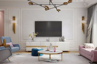 法式风格白色电视背景墙装修效果图
