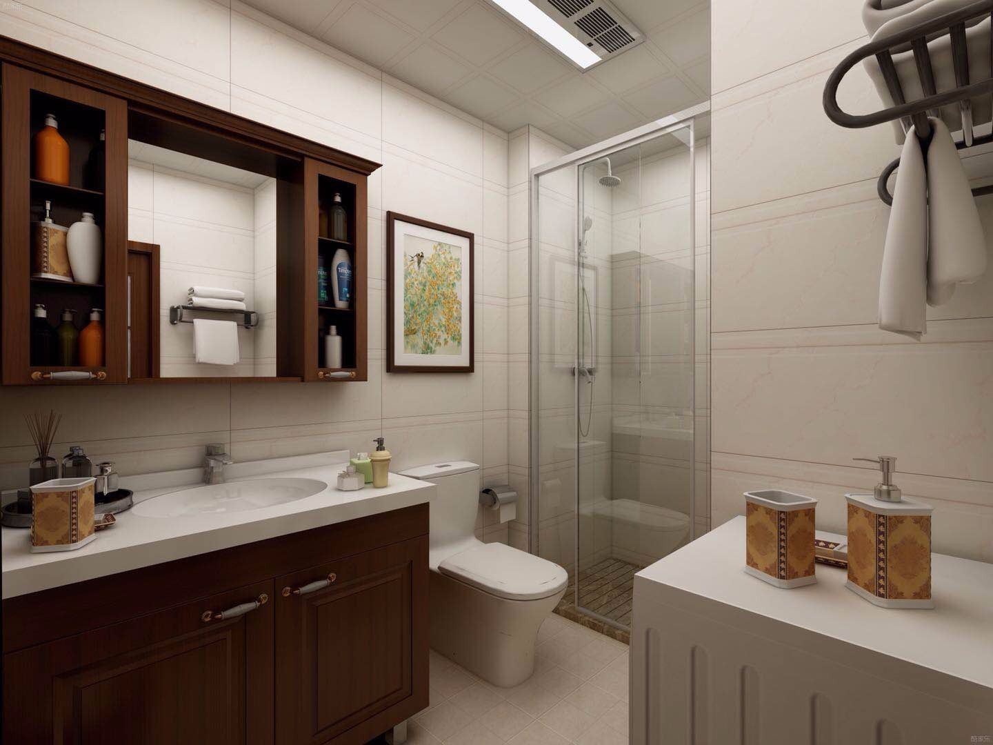 新中式风格公寓卫生间装修效果图