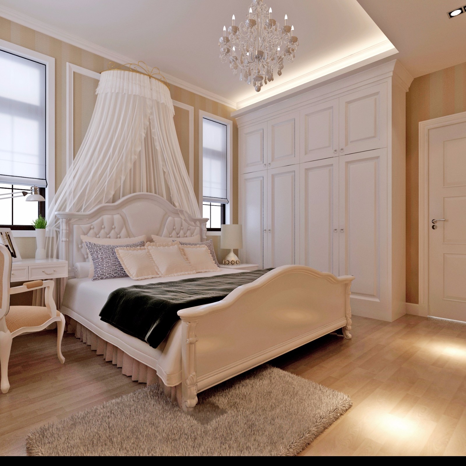 现代欧式风别墅卧室装修效果图