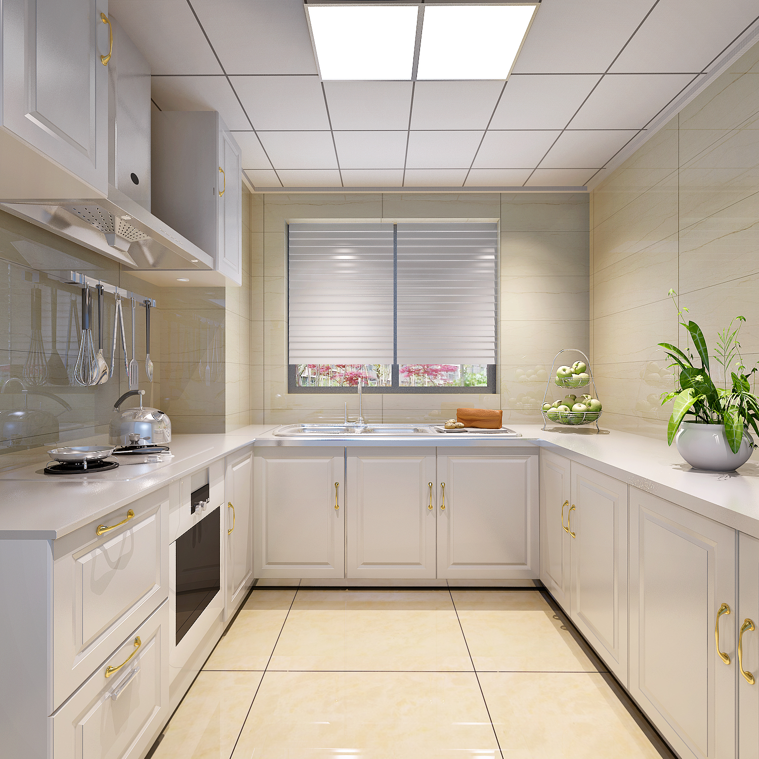 现代简欧三居室厨房装修效果图