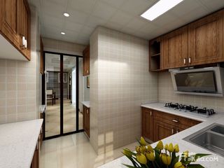 140平美式三居室厨房装修效果图