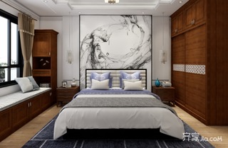 115平中式风格三居卧室装修效果图