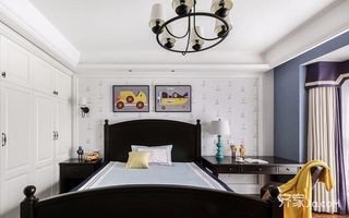 180平美式风格三居装修床头背景墙设计图