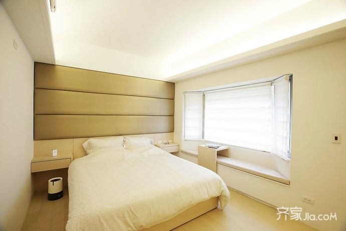 5-10万装修,二居室装修,90平米装修,简约风格,卧室,飘窗,白色