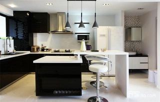 LOFT黑白调公寓厨房装修设计效果图