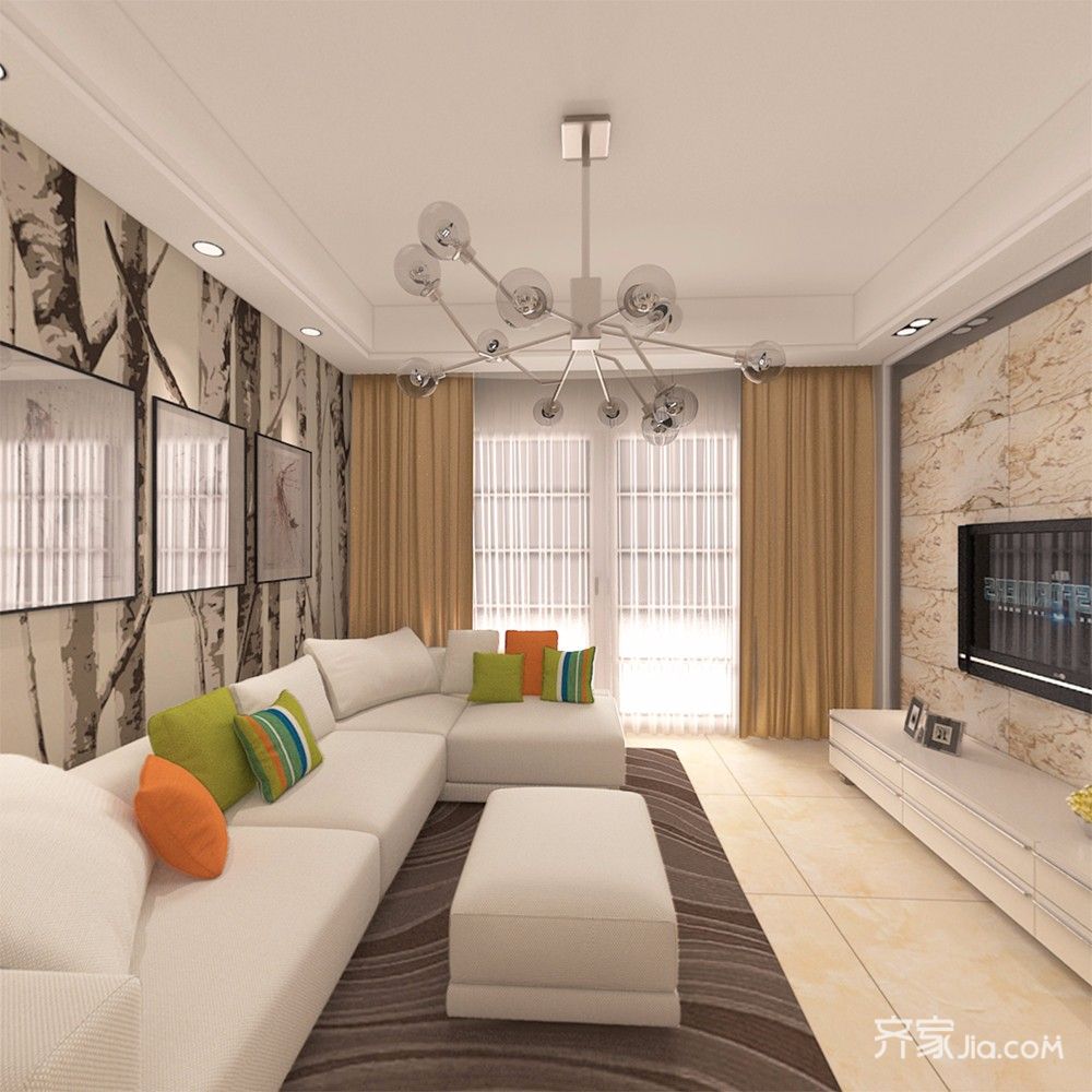130平现代风格四居客厅装修效果图