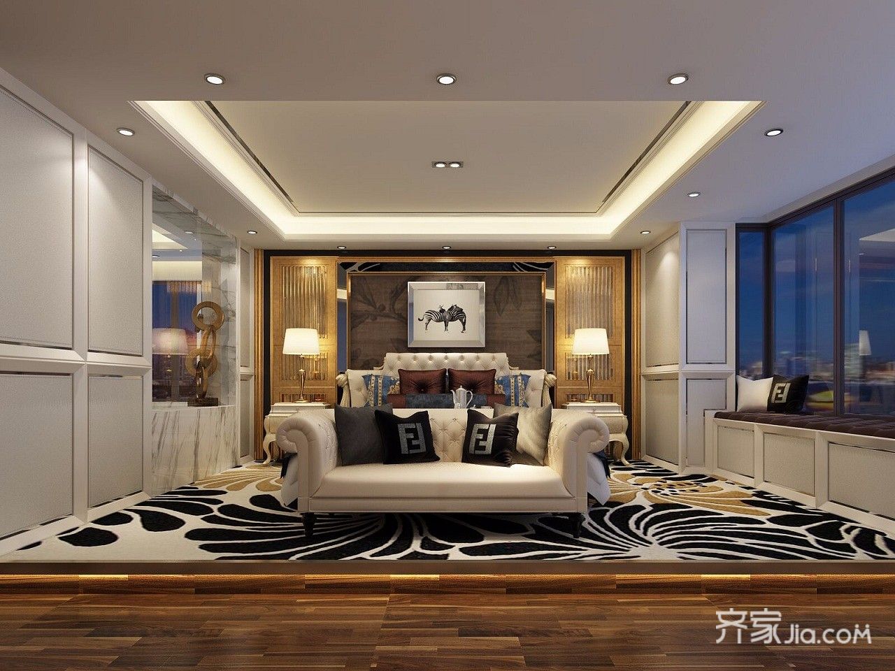 300平现代奢华风格卧室装修设计图