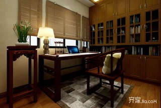 140平米中式风格装修书桌设计图