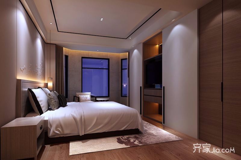 大户型,20万以上装修,四房装修,140平米以上装修,现代简约风格,卧室,吊顶,白色