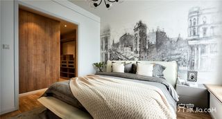 现代北欧风格三居装修卧室布置图
