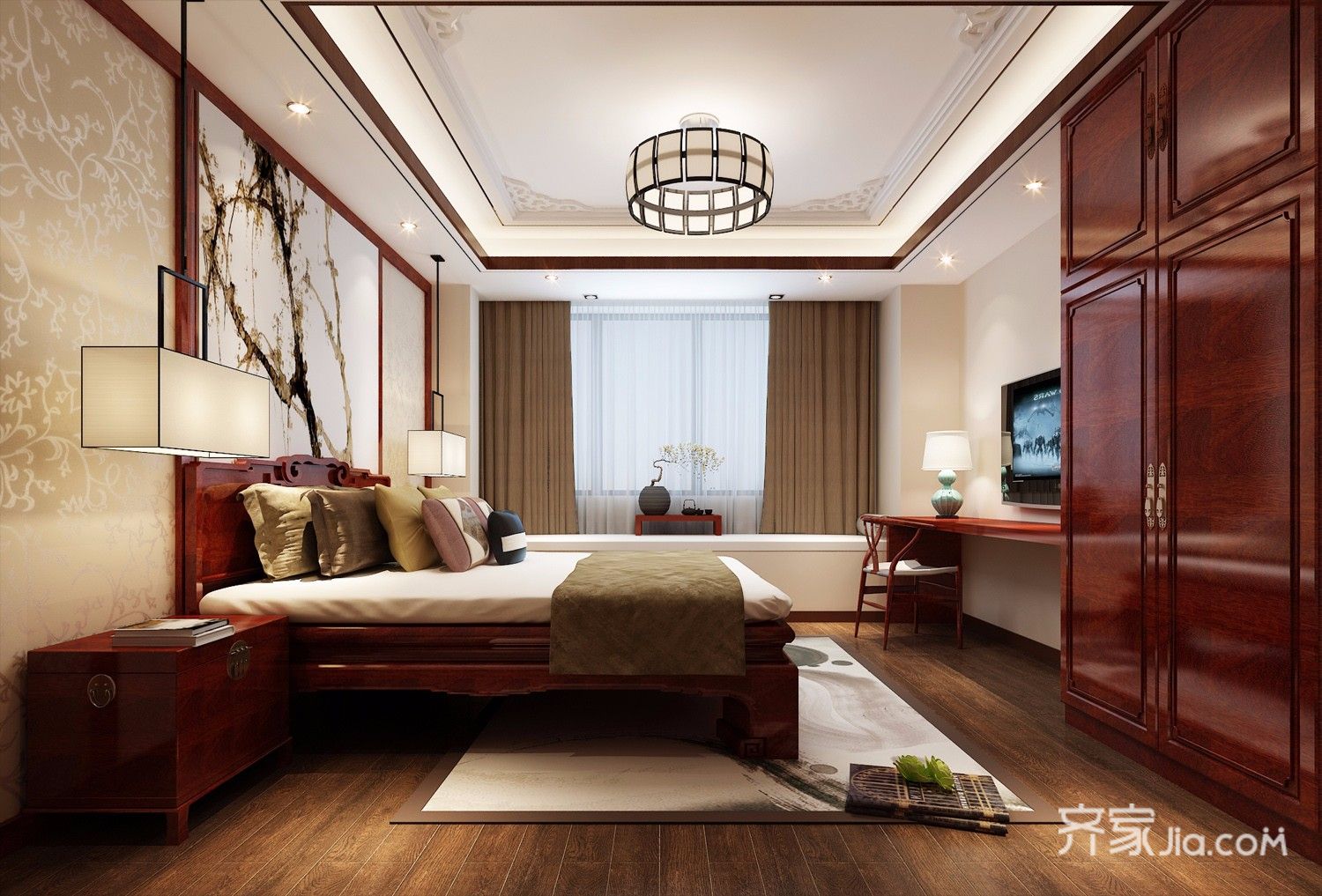 中式风格别墅装修卧室设计图