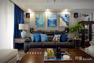 大户型美式风格四房沙发背景墙装修效果图