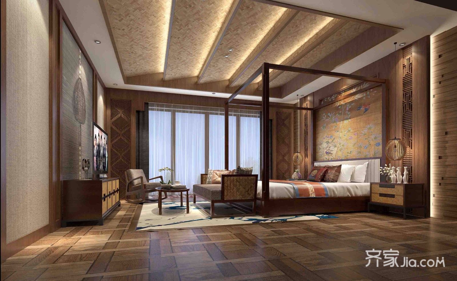 东南亚风格别墅卧室装修设计效果图