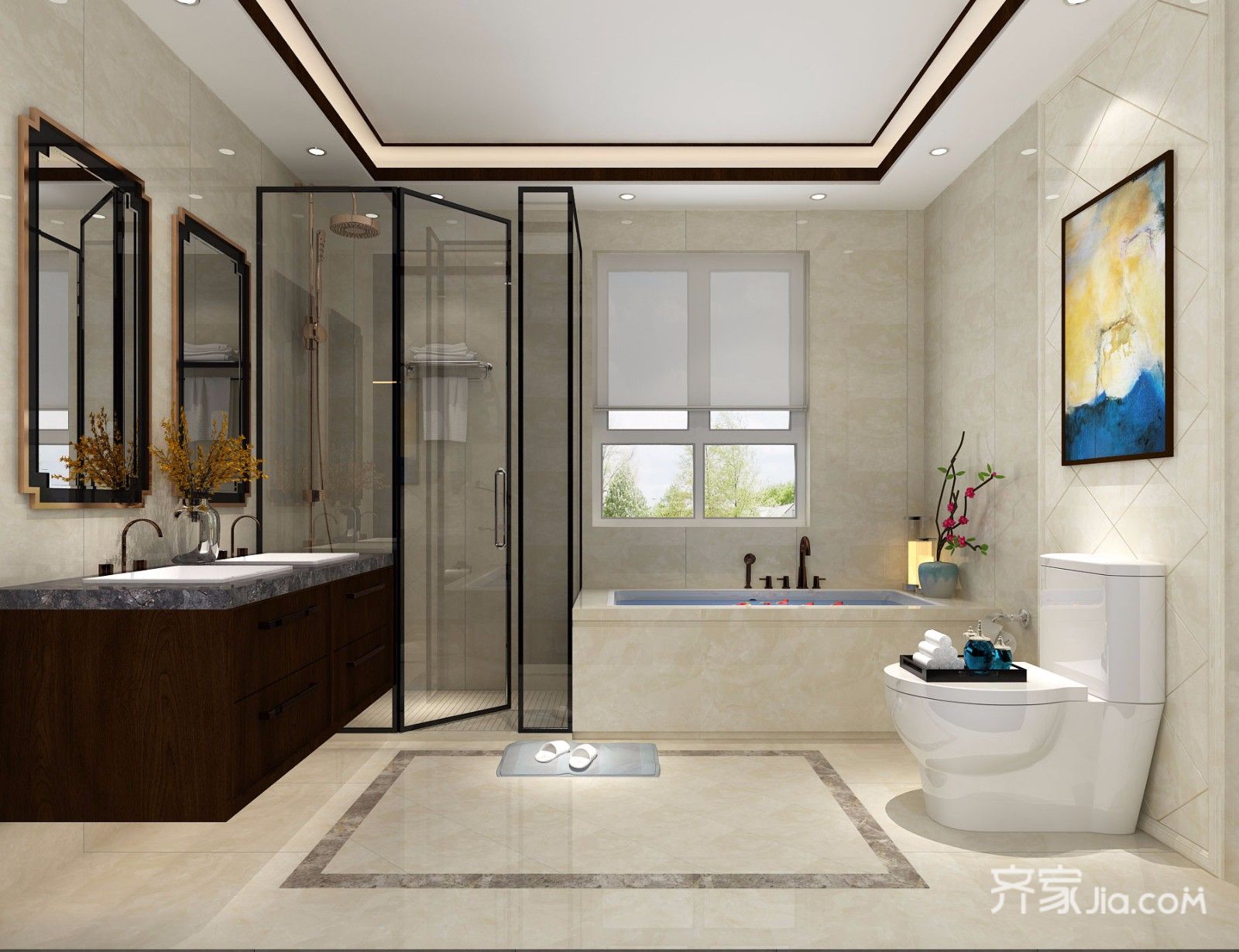 新中式风格三居卫生间装修设计效果图