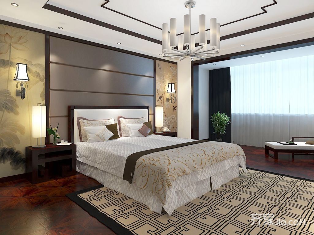 135平新中式风格卧室装修效果图