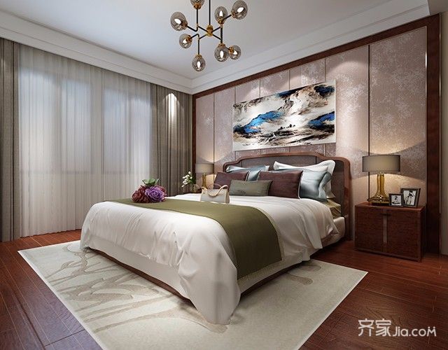 20万以上装修,大户型,复式装修,140平米以上装修,卧室,卧室背景墙