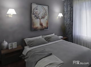 100平现代中式三居装修卧室效果图