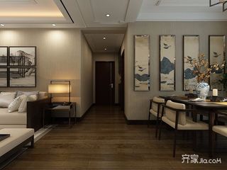 新中式风格三居装修客餐厅过道