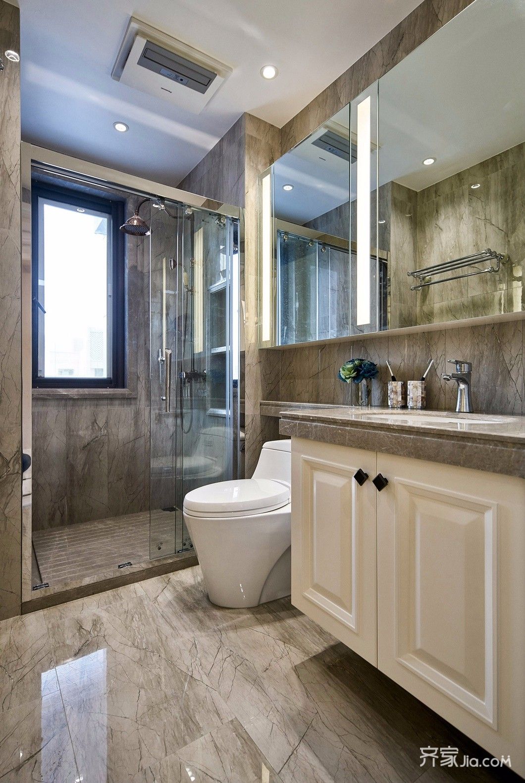 美式110平米装修设计卫浴间构造图