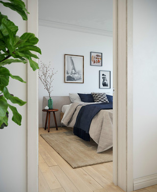 小户型一居室北欧风卧室背景墙装修效果图
