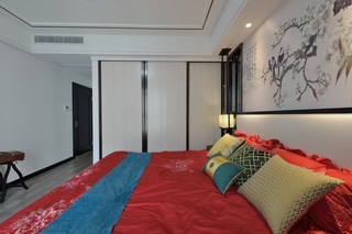 新中式风格三居室装修卧室搭配图