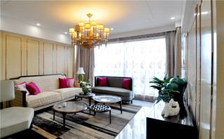 140平新中式四居室沙发背景墙装修效果图