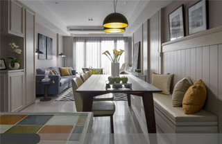 125平美式风格二居装修餐厅卡座设计图