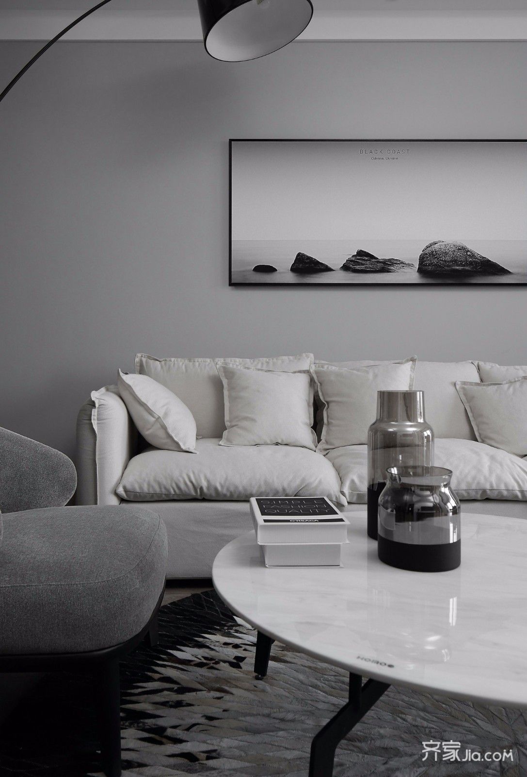 深灰色沙发搭配效果图图片