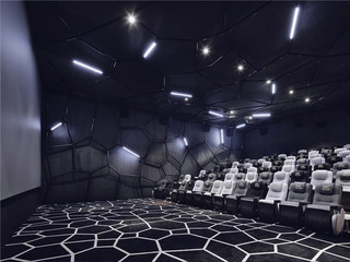 超现代黑色系影院放映厅装修效果图