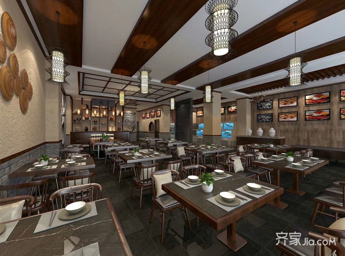 装修设计 红河装修 红河装修案例 石屏一家饭馆  中式风格为主,点缀