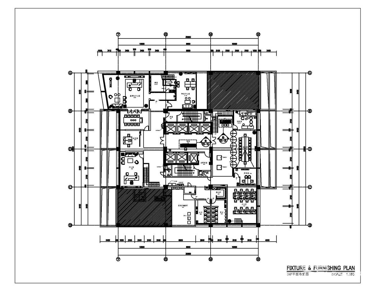 80萬800平米古典工裝裝修效果圖,辦公室裝修案例效果圖-齊家裝修網